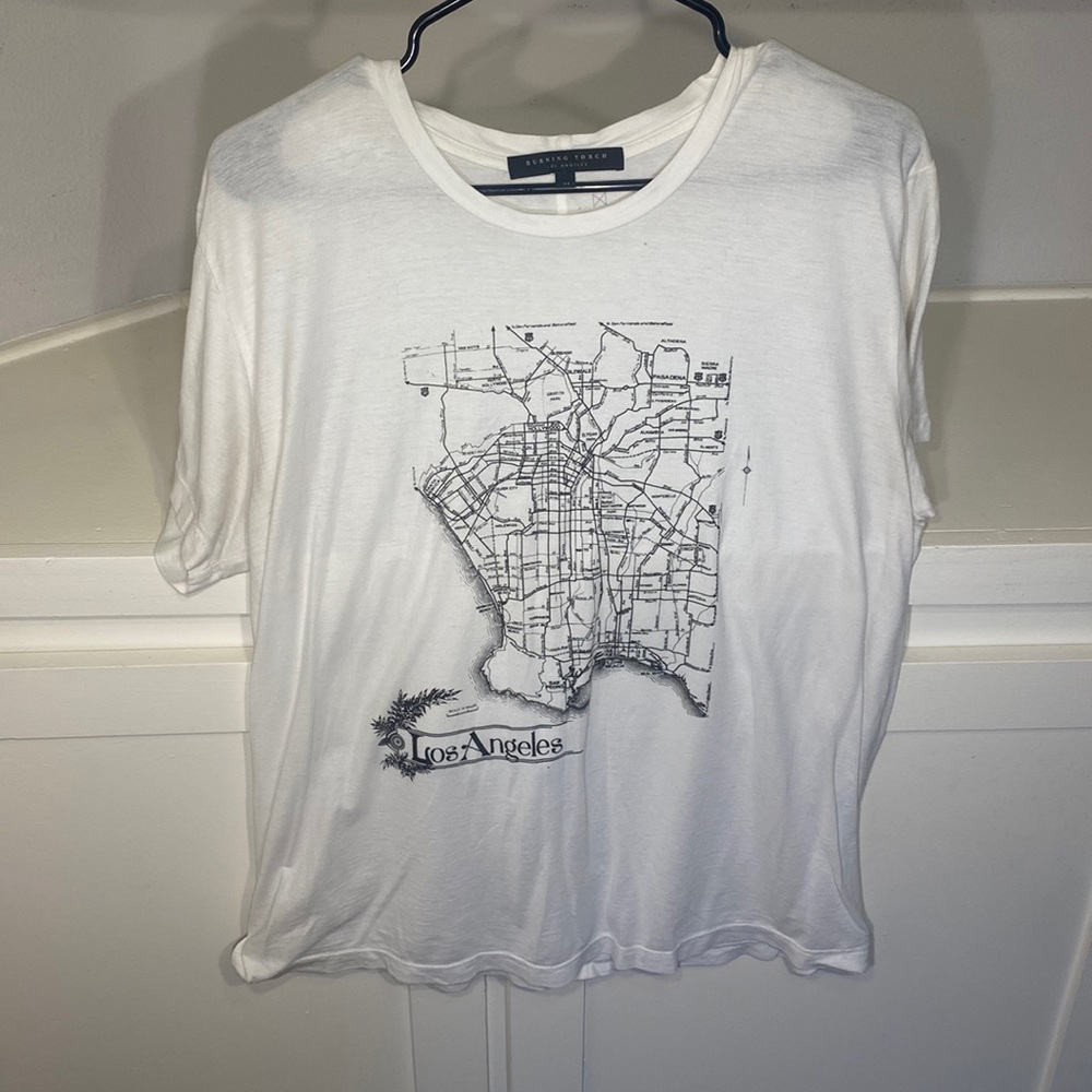 Burning torch LA map tee, white/short sleeve